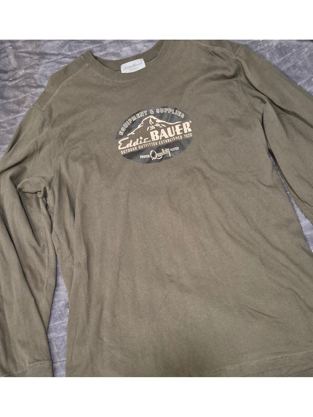Eddie Bauer Men's XLT Graphic Long Sleeve Tee Olive Green